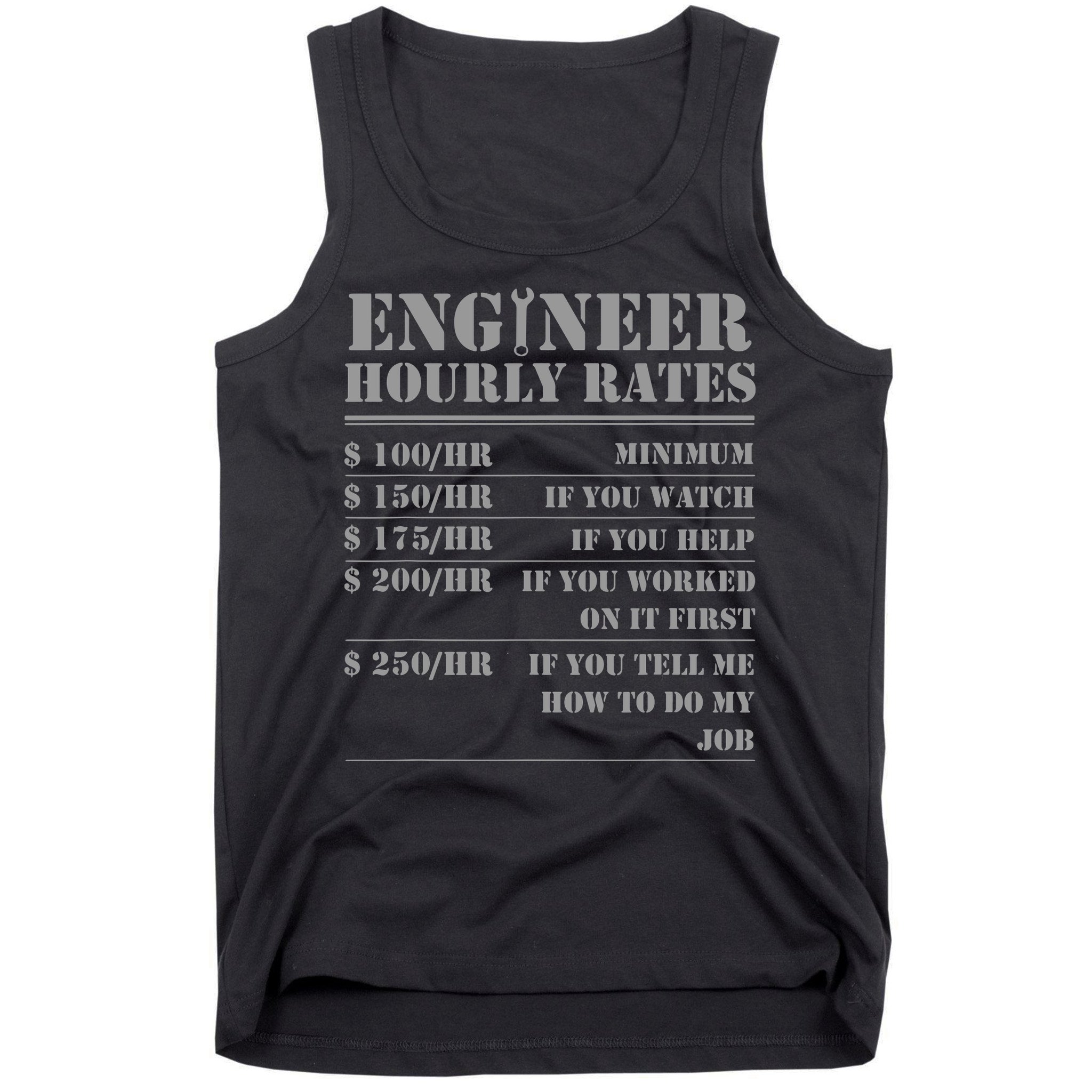 Engineer Hourly Rate Funny Engineering Mechanical Civil Gift Tank Top