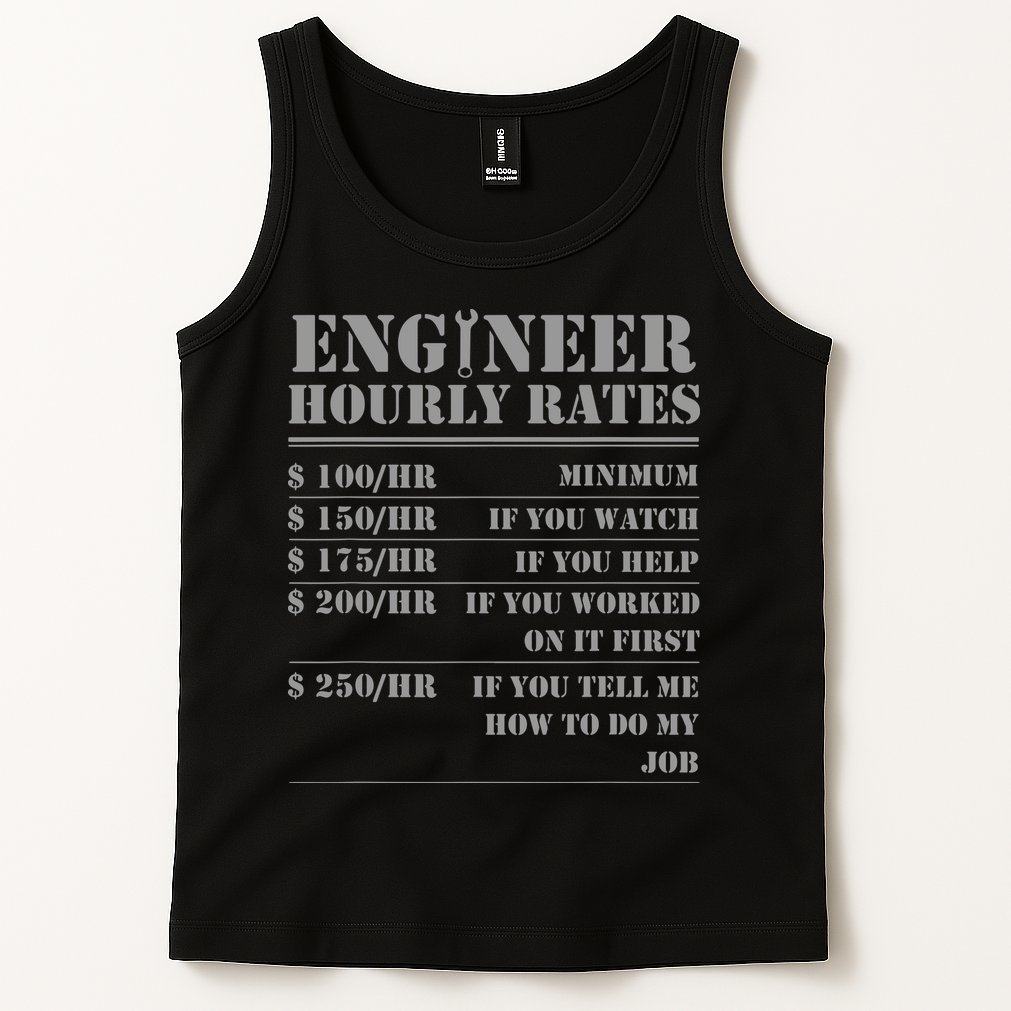 Engineer Hourly Rate Funny Engineering Mechanical Civil Gift Tank Top