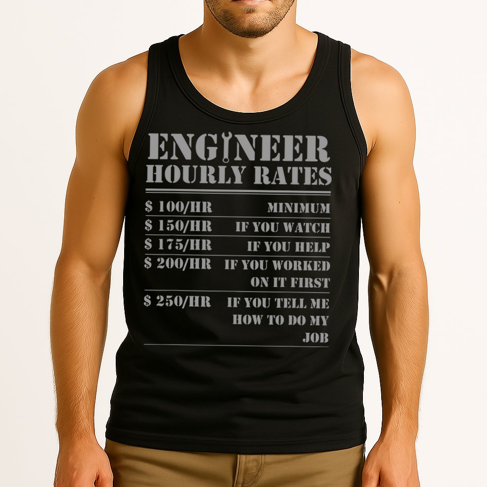 Engineer Hourly Rate Funny Engineering Mechanical Civil Gift Tank Top