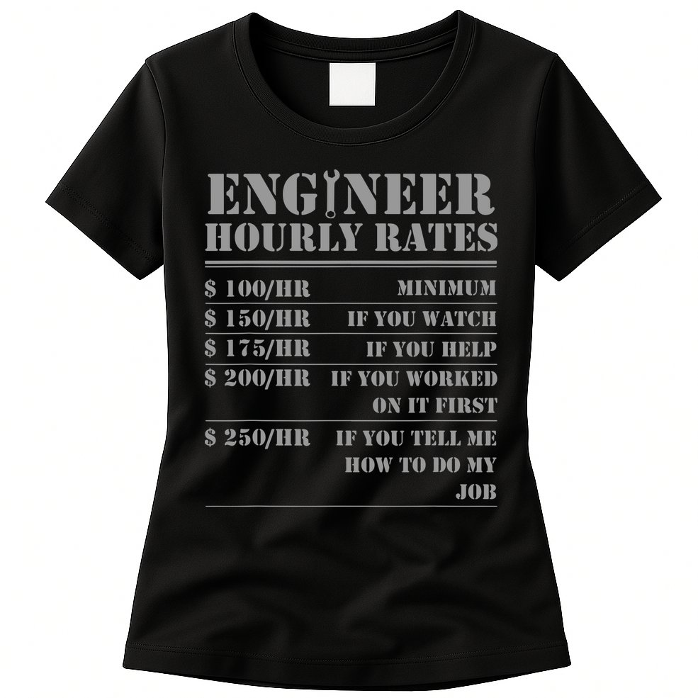 Engineer Hourly Rate Funny Engineering Mechanical Civil Gift Womens T-Shirt