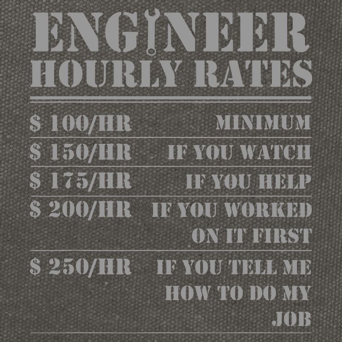 Engineer Hourly Rate Funny Engineering Mechanical Civil Gift Cotton Canvas Backpack