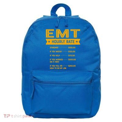 Emt Hourly Rate Labour Day Paramedic Workers Day Gift 16 in Basic Backpack