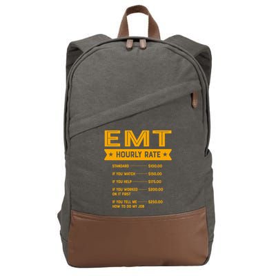 Emt Hourly Rate Labour Day Paramedic Workers Day Gift Cotton Canvas Backpack