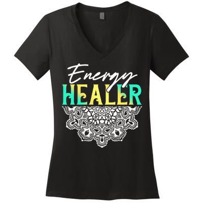 Energy Healer Reiki Master Yoga Spiritual Chakra Japanese Women's V-Neck T-Shirt