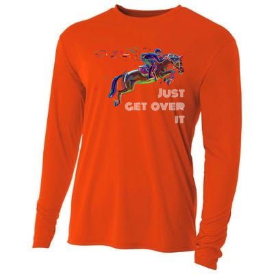 English Horse Show Jumping Just Get Over It Meaningful Gift Cooling Performance Long Sleeve Crew