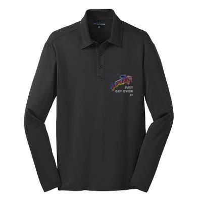 English Horse Show Jumping Just Get Over It Meaningful Gift Silk Touch Performance Long Sleeve Polo