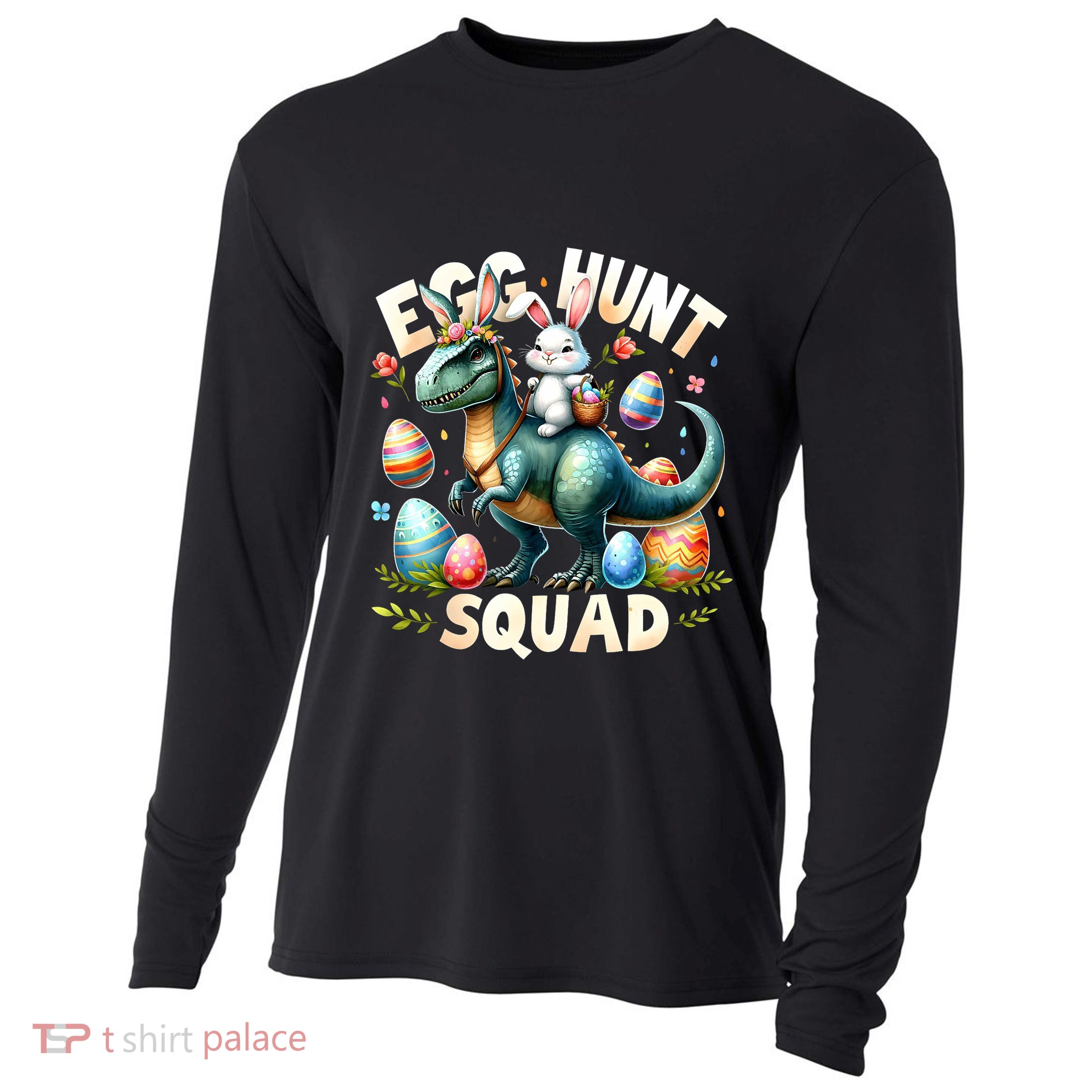 Egg Hunt Squad Bunny Dinosaur Easter Day Bunny Egg Hunt Cooling Performance Long Sleeve Crew