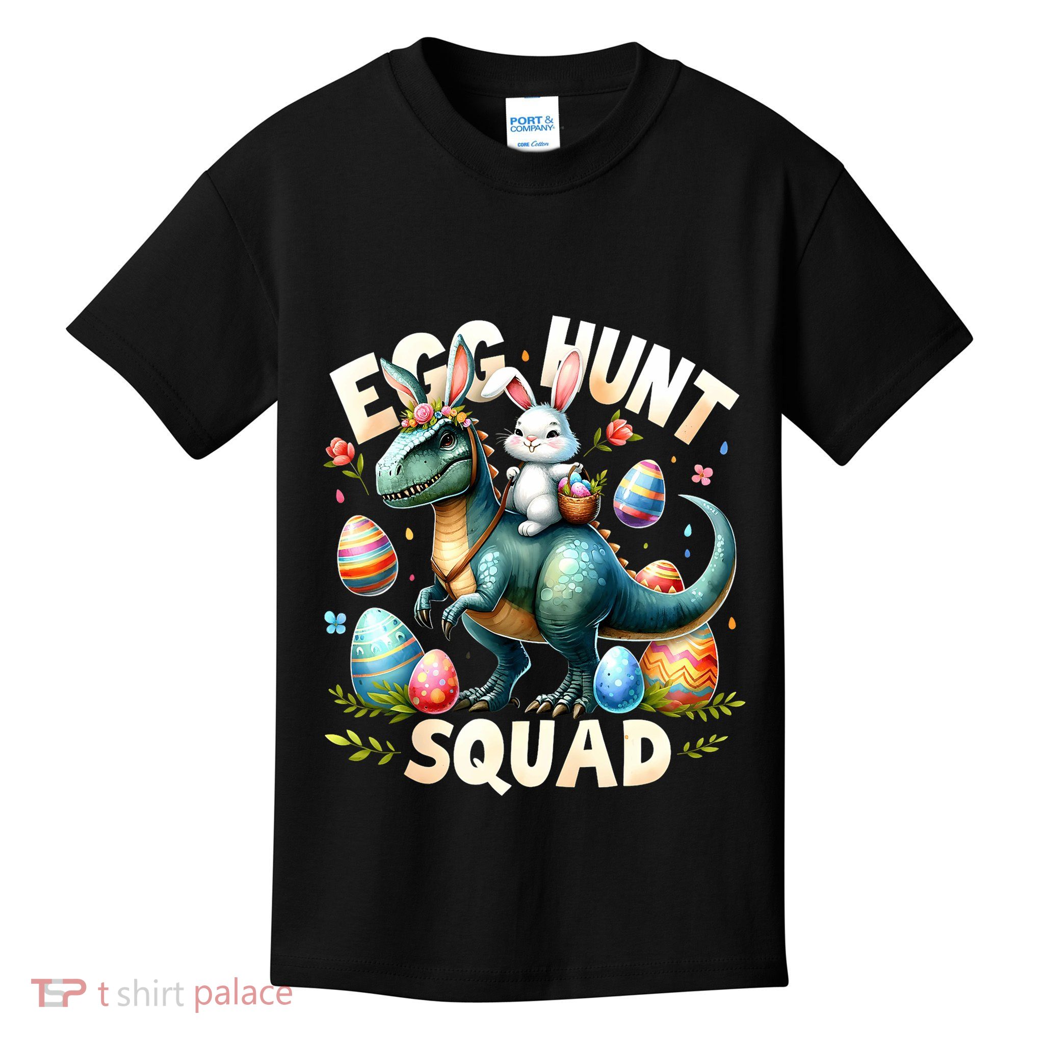 Egg Hunt Squad Bunny Dinosaur Easter Day Bunny Egg Hunt Kids T-Shirt