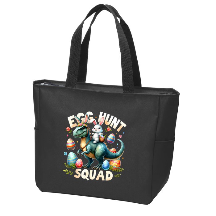 Egg Hunt Squad Bunny Dinosaur Easter Day Bunny Egg Hunt Zip Tote Bag