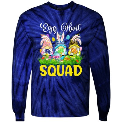 Egg Hunt Squad Gnomes Easter Day Bunny Tie-Dye Long Sleeve Shirt