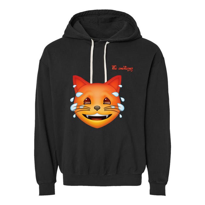 Emoji Heated Sweating Cat Face Garment-Dyed Fleece Hoodie
