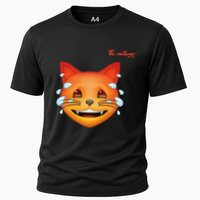 Emoji Heated Sweating Cat Face Cooling Performance Crew T-Shirt