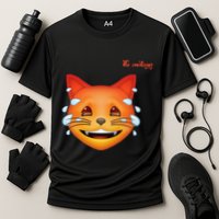 Emoji Heated Sweating Cat Face Cooling Performance Crew T-Shirt