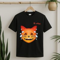 Emoji Heated Sweating Cat Face T-Shirt
