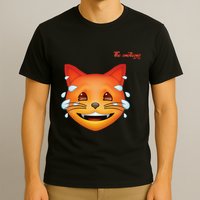 Emoji Heated Sweating Cat Face T-Shirt