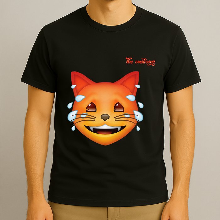 Emoji Heated Sweating Cat Face T-Shirt