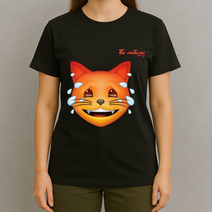 Emoji Heated Sweating Cat Face T-Shirt