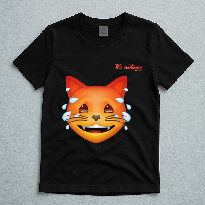 Emoji Heated Sweating Cat Face T-Shirt