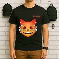 Emoji Heated Sweating Cat Face T-Shirt