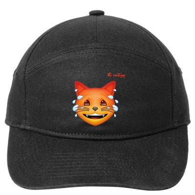 Emoji Heated Sweating Cat Face 7-Panel Snapback Hat