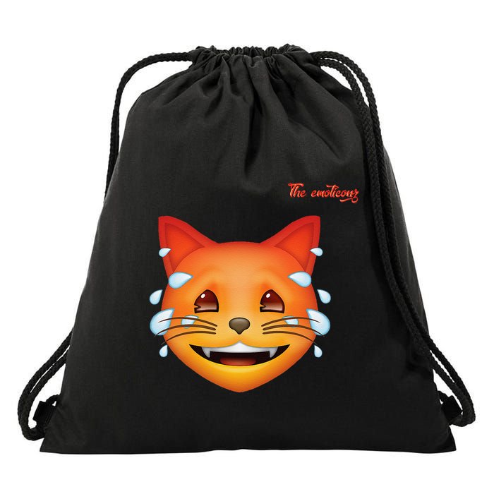 Emoji Heated Sweating Cat Face Drawstring Bag