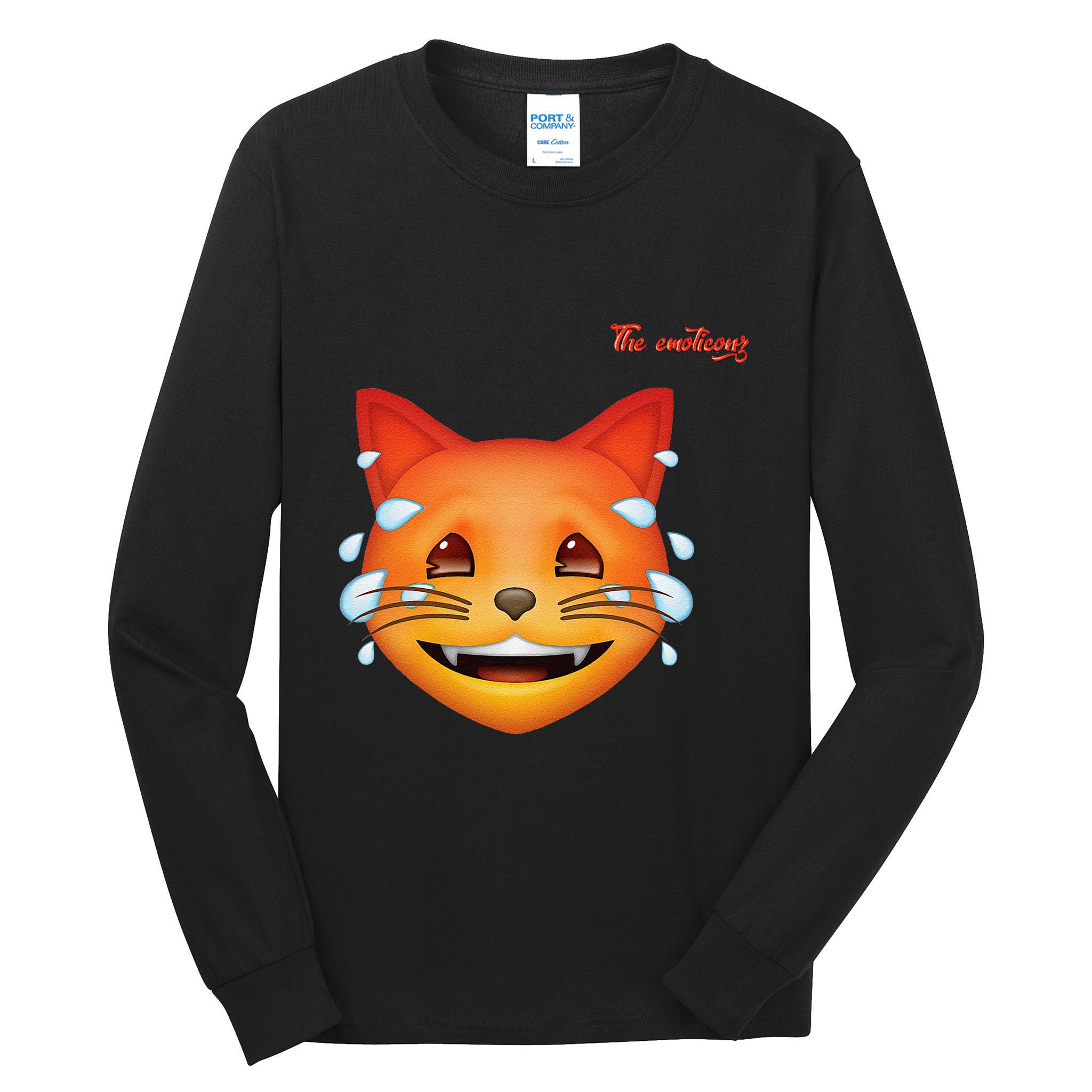 Emoji Heated Sweating Cat Face Tall Long Sleeve T-Shirt