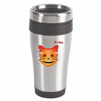 Emoji Heated Sweating Cat Face 16oz Travel Tumbler