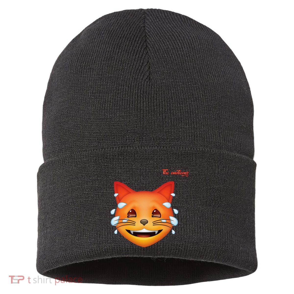 Emoji Heated Sweating Cat Face Sustainable Knit Beanie