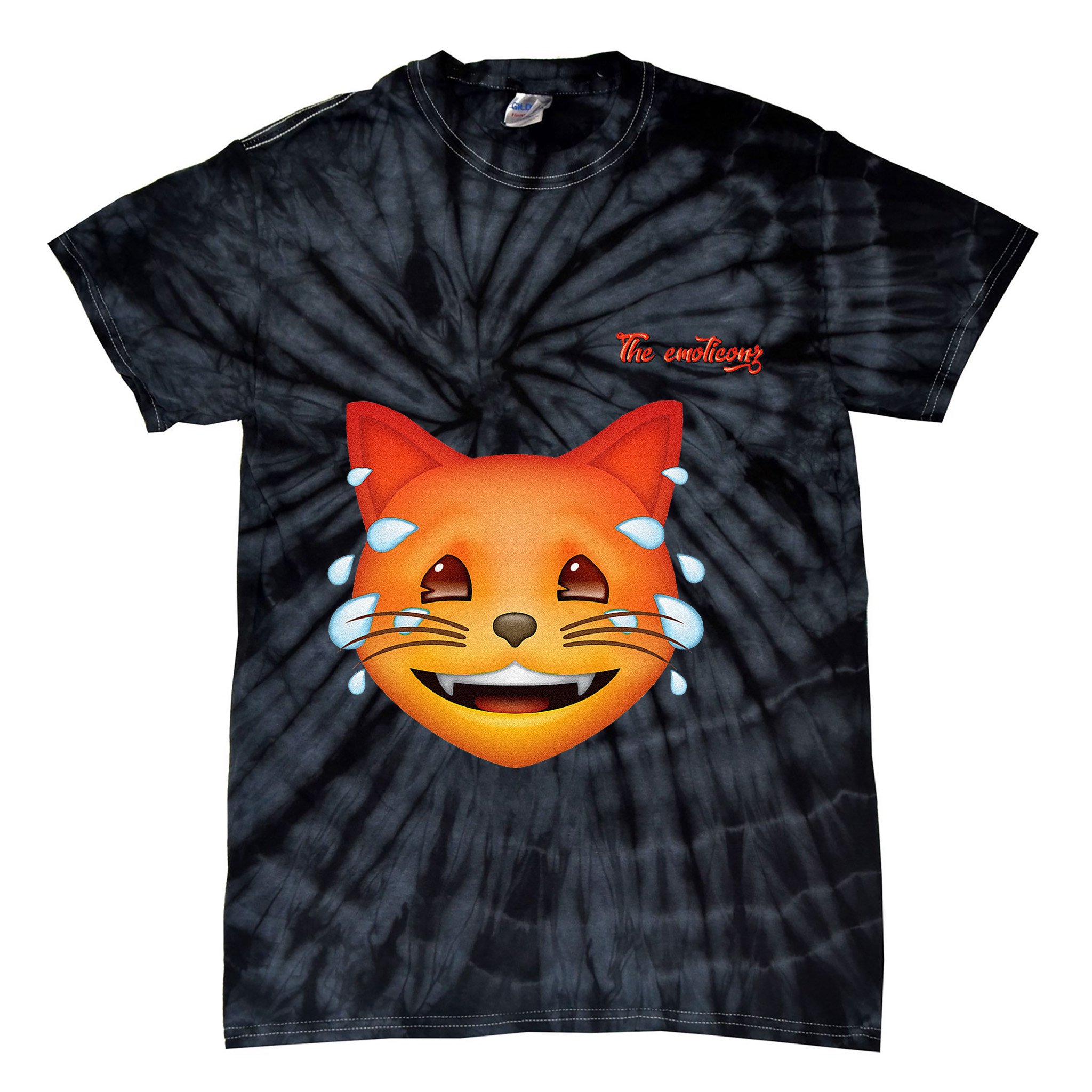 Emoji Heated Sweating Cat Face Tie-Dye T-Shirt