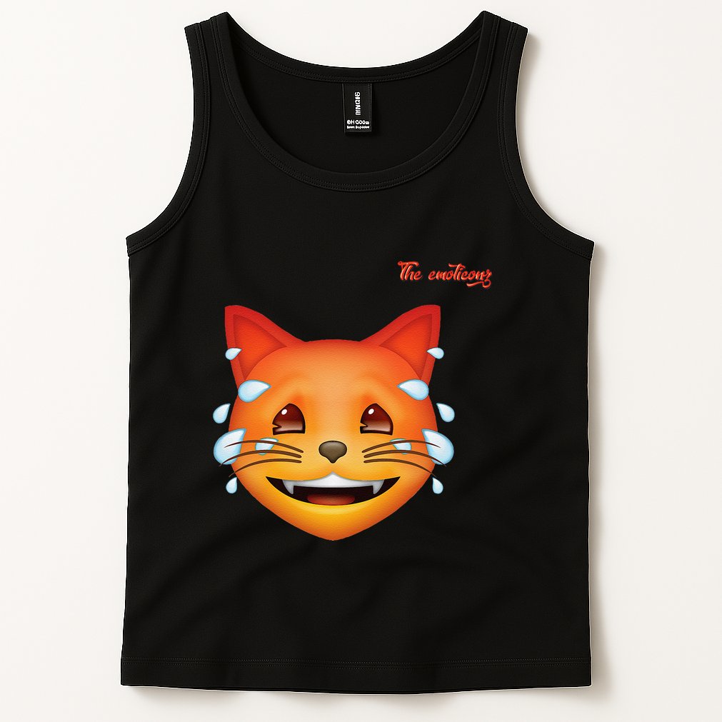 Emoji Heated Sweating Cat Face Tank Top