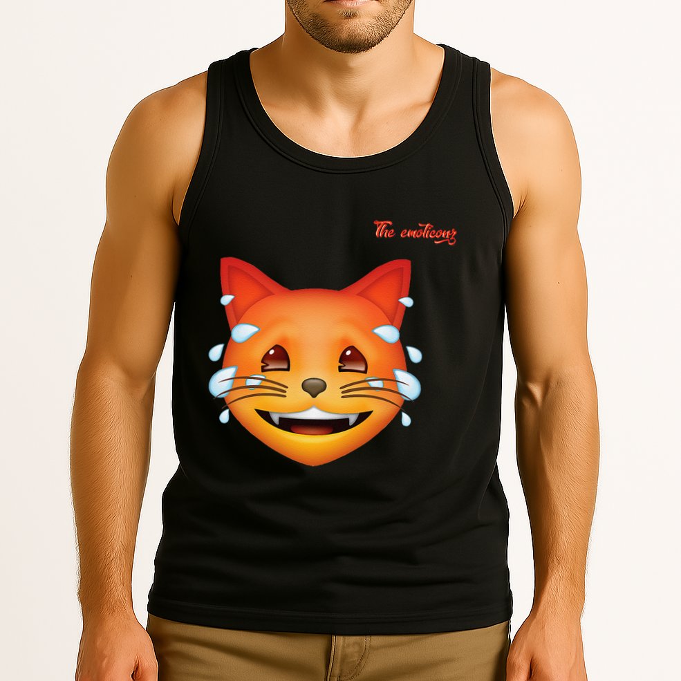 Emoji Heated Sweating Cat Face Tank Top