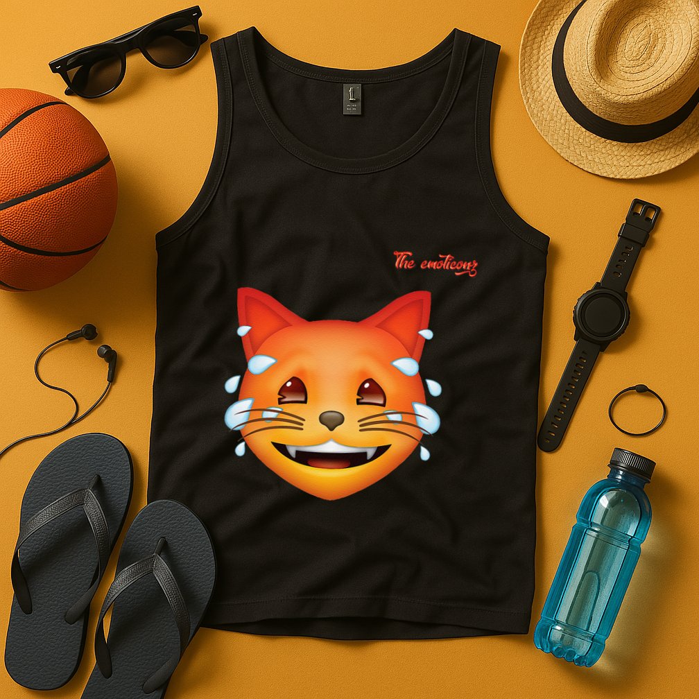 Emoji Heated Sweating Cat Face Tank Top