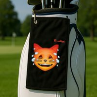 Emoji Heated Sweating Cat Face Golf Towel