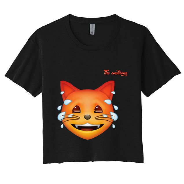 Emoji Heated Sweating Cat Face Crop Top