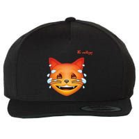 Emoji Heated Sweating Cat Face Wool Snapback Cap