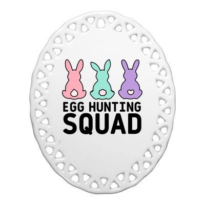 Egg Hunting Squad Easter Funny Ceramic Oval Ornament