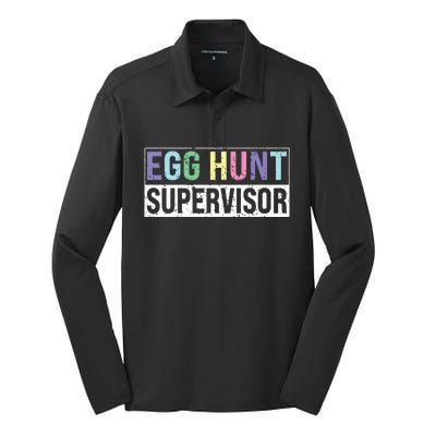 Egg Hunt Supervisor Egg Hunting Party Mom Dad Adult Easter Silk Touch Performance Long Sleeve Polo