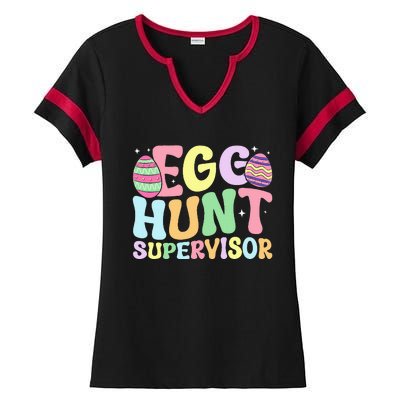 Egg Hunt Supervisor Mom Dad Ladies Halftime Notch Neck Tee