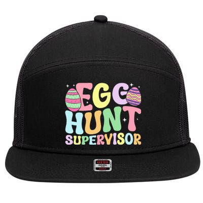 Egg Hunt Supervisor Mom Dad 7 Panel Mesh Trucker Snapback Hat