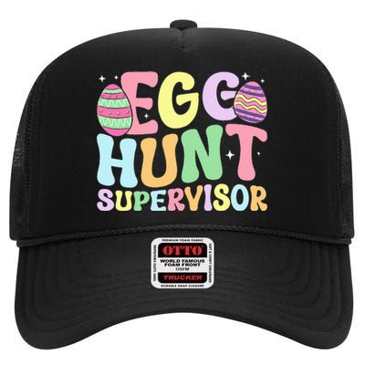 Egg Hunt Supervisor Mom Dad High Crown Mesh Back Trucker Hat