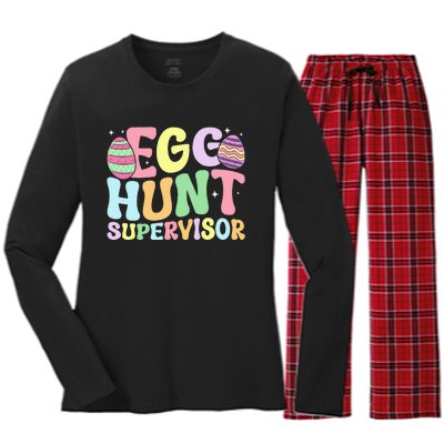 Egg Hunt Supervisor Mom Dad Women's Long Sleeve Flannel Pajama Set 