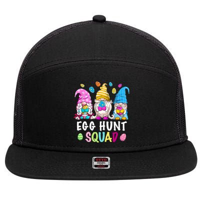 Egg Hunt Squad Gnomes Happy Easter Day Gnomes Bunny Egg Hunt Gift 7 Panel Mesh Trucker Snapback Hat