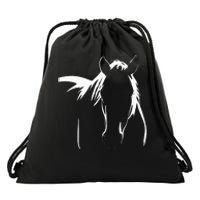 Elegant Horse Silhouette Graphic Art Design For Horse Lovers Drawstring Bag