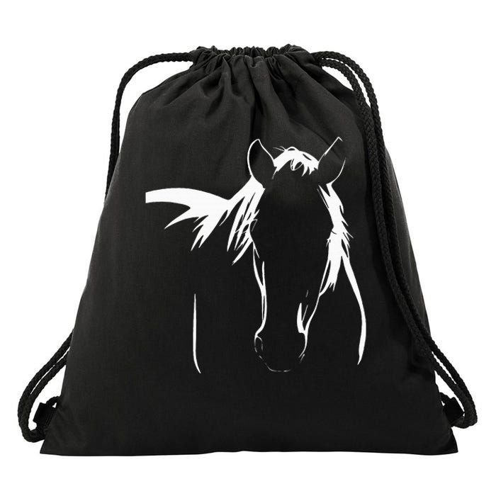 Elegant Horse Silhouette Graphic Art Design For Horse Lovers Drawstring Bag