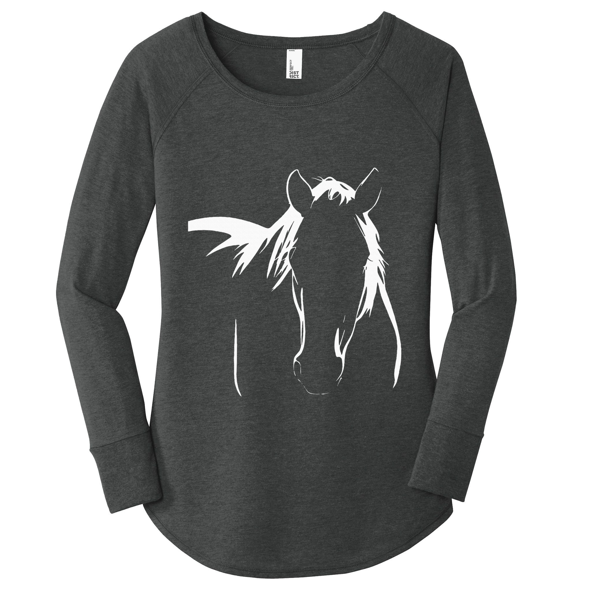 Elegant Horse Silhouette Graphic Art Design For Horse Lovers Women's Perfect Tri Tunic Long Sleeve Shirt