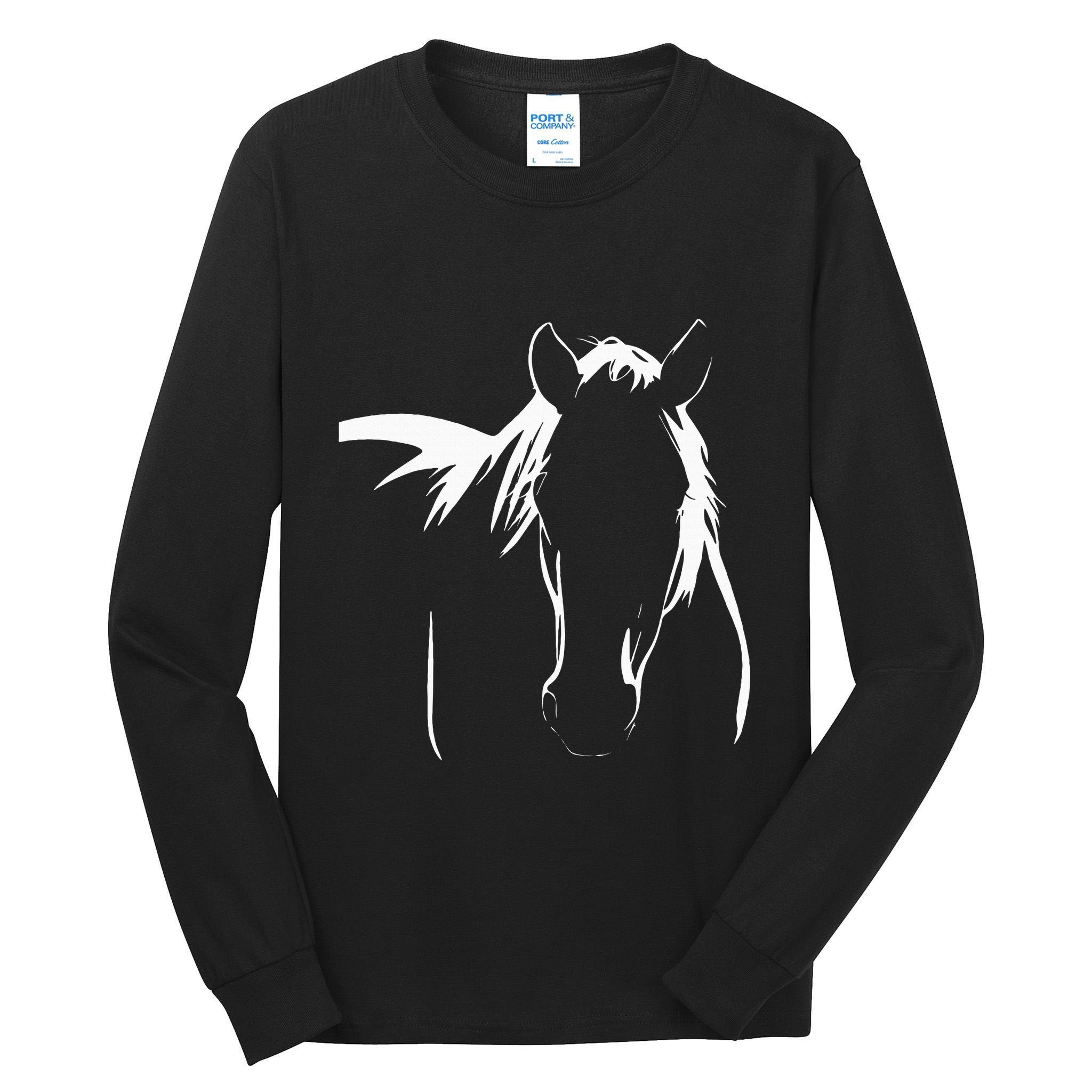 Elegant Horse Silhouette Graphic Art Design For Horse Lovers Tall Long Sleeve T-Shirt