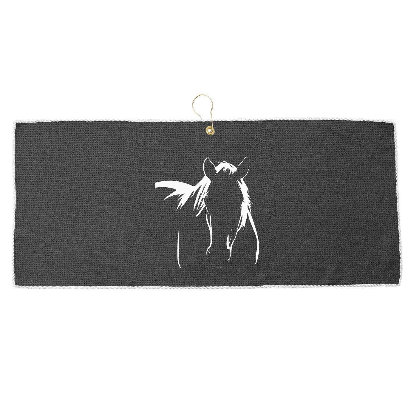 Elegant Horse Silhouette Graphic Art Design For Horse Lovers Large Microfiber Waffle Golf Towel