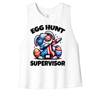 Egg Hunt Supervisor Easter 2024 Family Matching Women's Racerback Cropped Tank