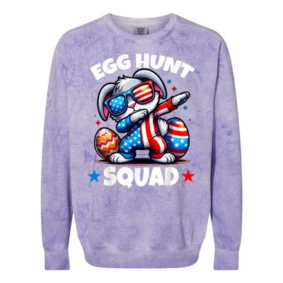 Egg Hunt Squad Funny Boy Easter Bunny Usa Flag Family Colorblast Crewneck Sweatshirt