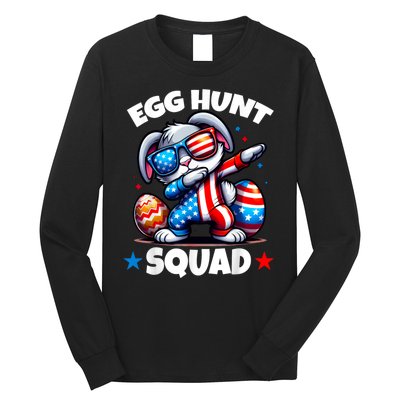 Egg Hunt Squad Funny Boy Easter Bunny Usa Flag Family Long Sleeve Shirt